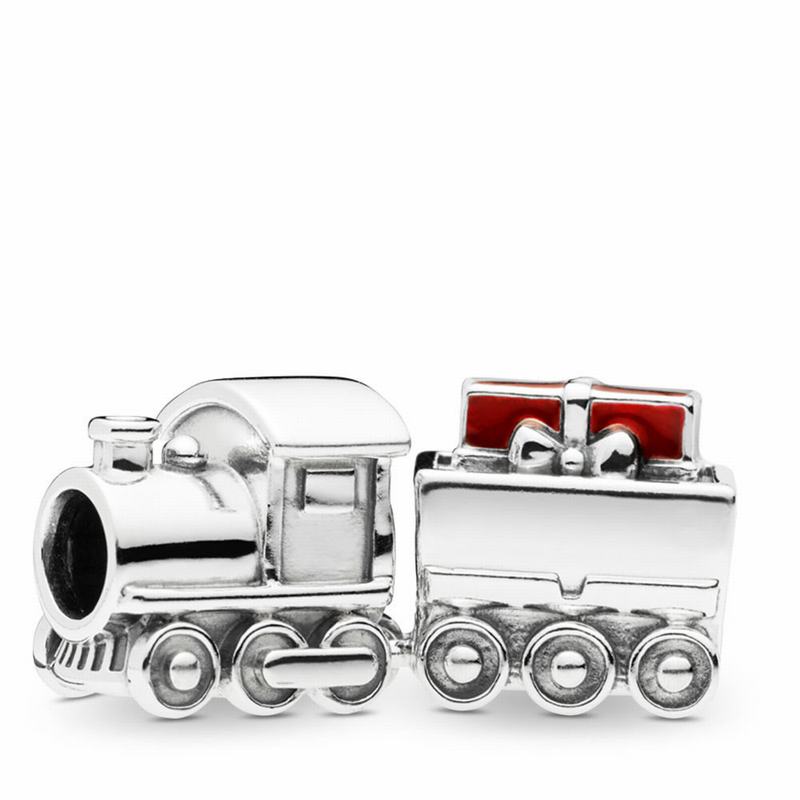 Pandora Christmas Train Charm Ireland - Sterling Silver/Enamel/Red - 637142YTN